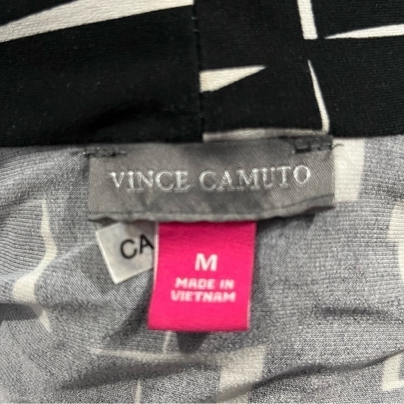 VINCE Camuto blouse sleeveless geometric print ruched side black white size M - Picture 4 of 7